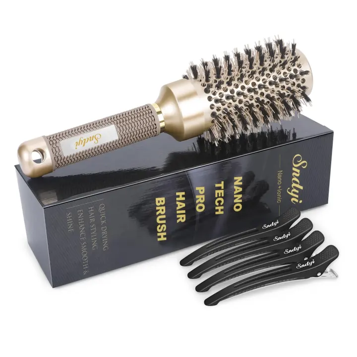 1.7-inch Nano-Ceramic Ionic Round Blow-Dry Brush with Boar Bristles