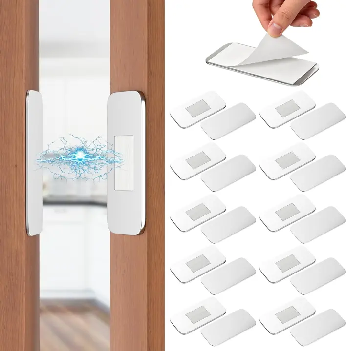 10-Pack Ultra-Thin Magnetic Cabinet Catch — No-Drill Adhesive Latch