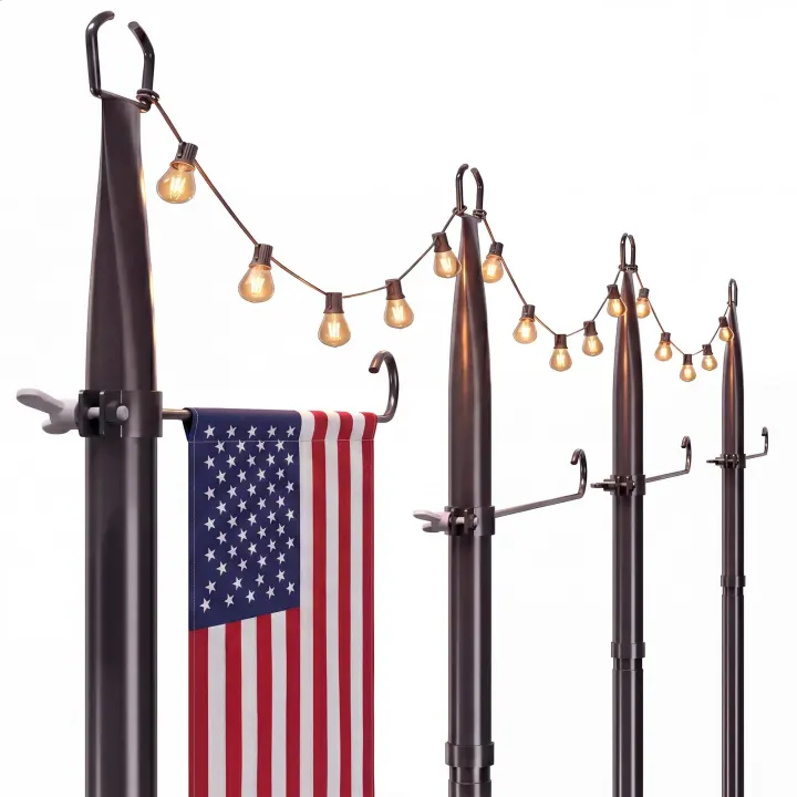 10ft Outdoor String Light Poles — 4-Pack Heavy-Duty Metal Stands