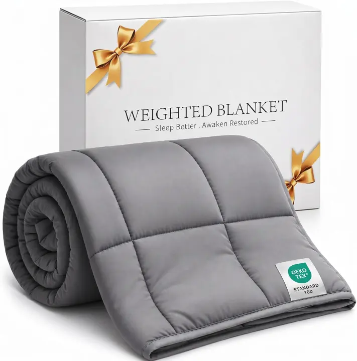 15 lb Twin-Size Cooling Weighted Blanket (48"×72") — Grey