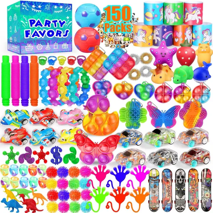 150-Pack Kids Fidget Toy Party Favors — Bulk Treasure Box Set