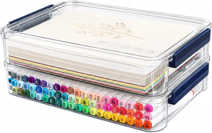 2-Pack Clear 9x13 Stackable PET Storage Boxes — 5.5 qt Project Cases
