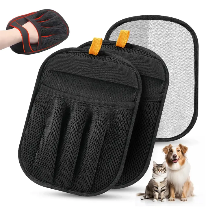 2-Pack Pet Hair Removal Gloves — Reusable Electrostatic Groomers