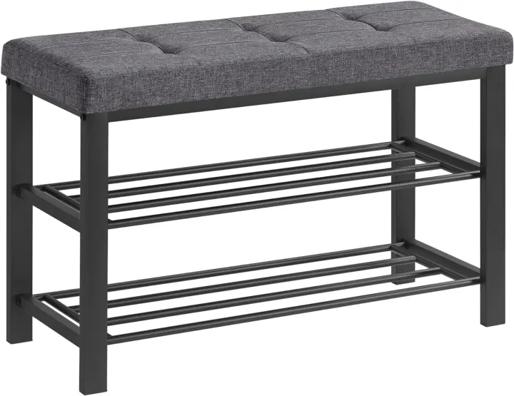 2-Tier Padded Shoe Bench — Entryway Storage Seat, 31.9" Wide
