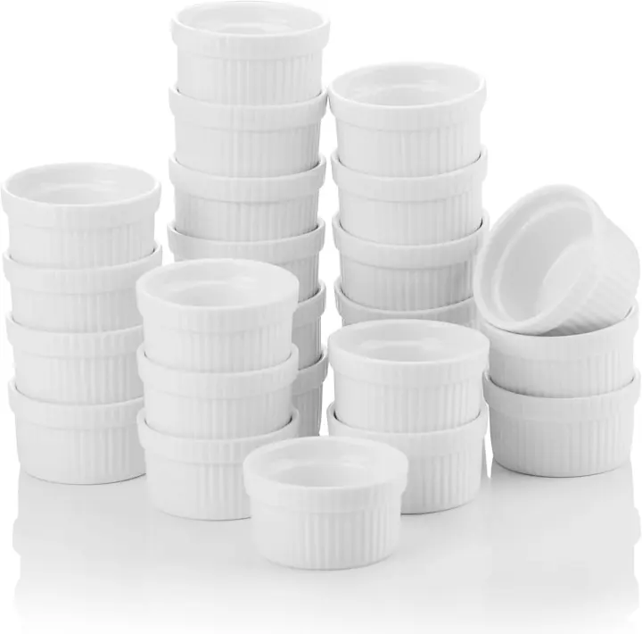 24-Pack Mini Porcelain Ramekins — 2 oz Small Dipping Cups