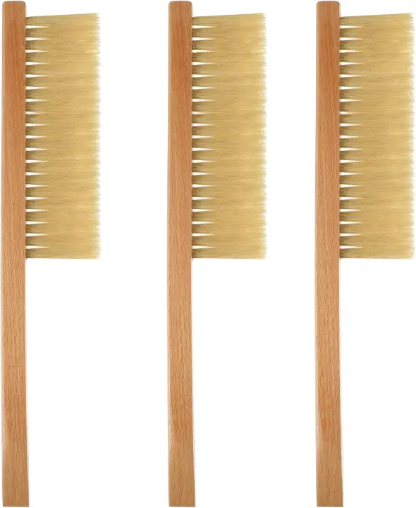 3-Pack 15.7" Wooden Bee Brushes — Beekeeping Hive Brush Set