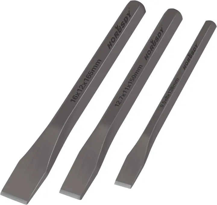 3-Piece Heavy-Duty Cold Chisel Set — 3/8", 1/2", 5/8" Cr-V