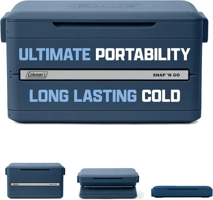 35-Quart Collapsible Hard Cooler — Snap 'N Go Style, Sapphire Blue