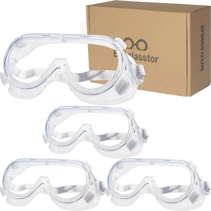 4-Pack Safety Goggles — Lightweight Over-Glasses Anti-Splash Eye Shield