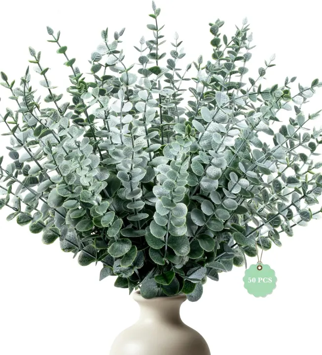 50-Pack Real-Touch Faux Eucalyptus Stems — Artificial Greenery