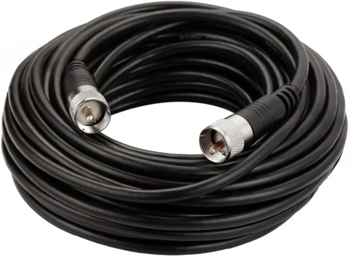 50ft RG8X Coaxial Cable — 50Ω PL259 Male-to-Male Low-Loss RF Lead
