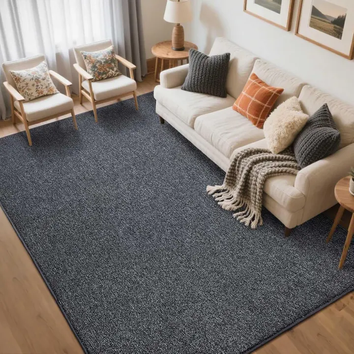 5x7 Grey Low-Pile Area Rug — Thin, Soft, Non-Slip Floor Mat
