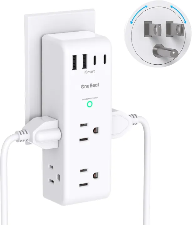 6-Outlet Swivel Surge Protector with 4 USB Ports (2 USB-C)