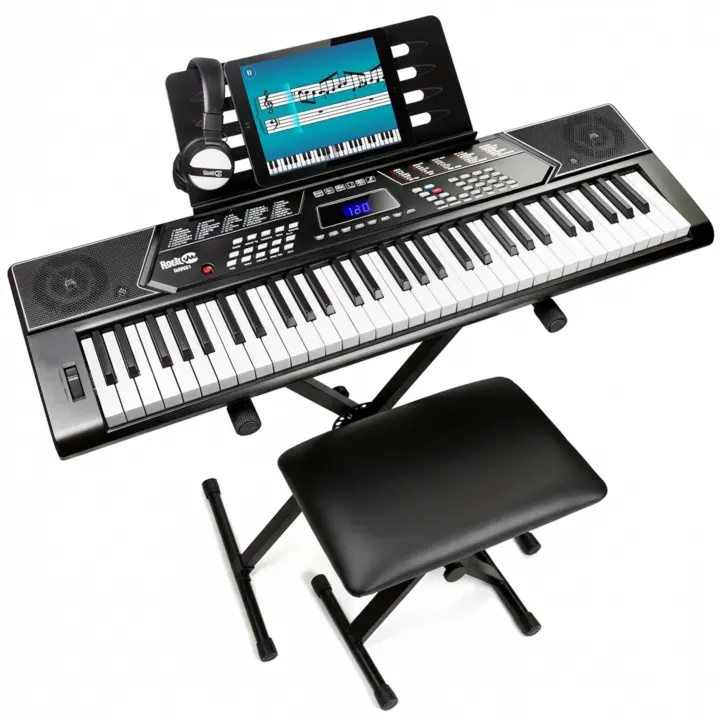 61-Key Beginner Keyboard Piano Kit with Adjustable Stand, Bench & Headphones