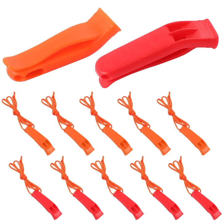 AUGSUN Pack of 10 Emergency Marine Safety Whistles with Lanyards