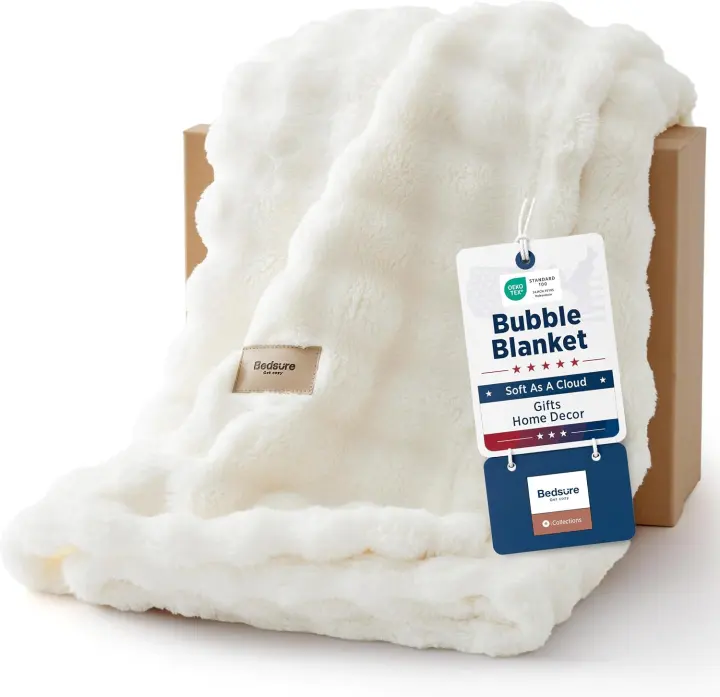 Bedsure CloudBubble Throw Blanket — Soft Fleece 50×60 Lightweight