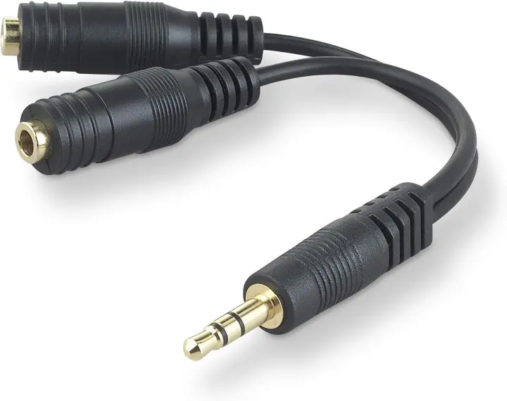 Belkin 3.5mm Audio Splitter (Black) — Dual Headphone/Speaker Adapter