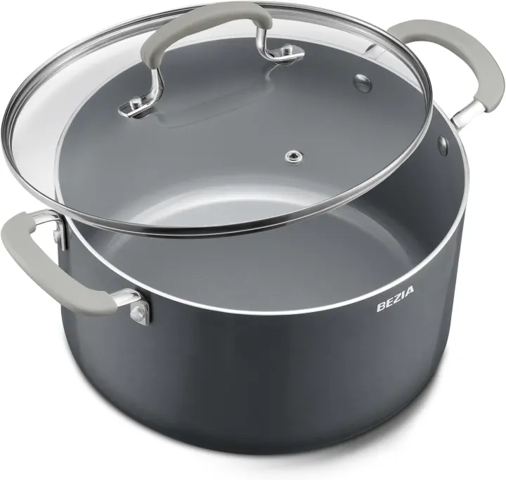 Bezia 8-Quart Ceramic Nonstick Stock Pot with Lid - Induction Ready