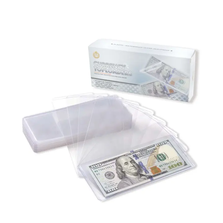 Boen 25-Pack Top-Load Hard Dollar Bill Sleeves — 6.9" x 3" Protectors