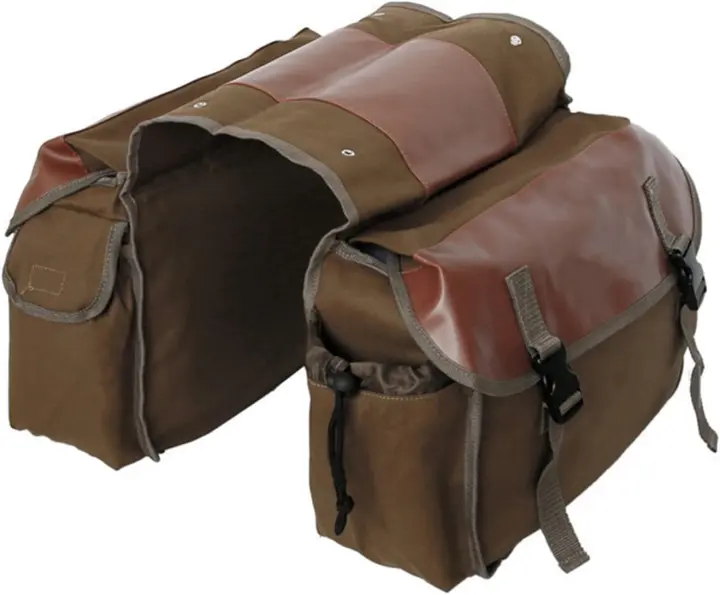 Canvas Motorcycle Saddlebag Set with Side Tool Pouches