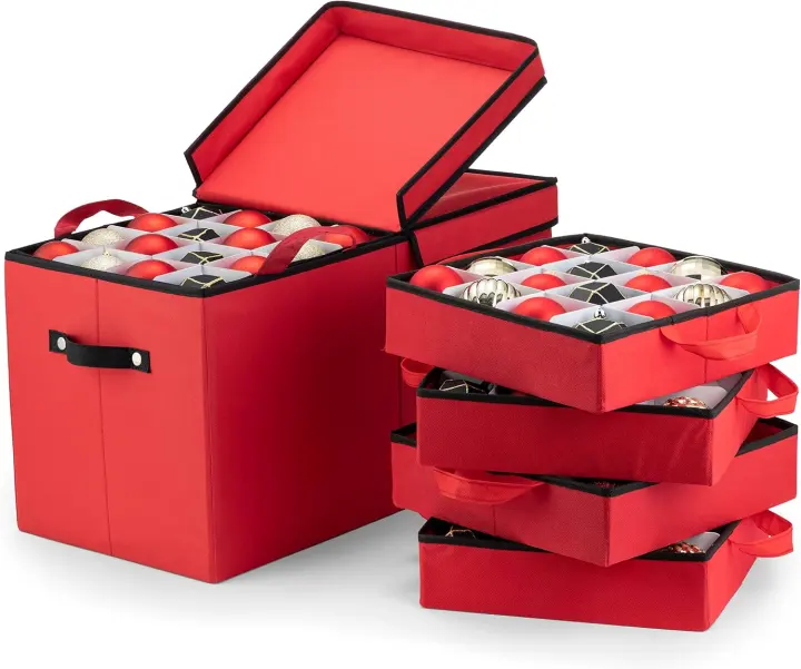 Christmas Ornament Storage Box — Holds 128 Three‑Inch Ornaments
