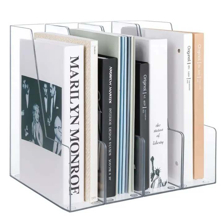 Clear Acrylic 4-Section Vertical Magazine & File Organizer