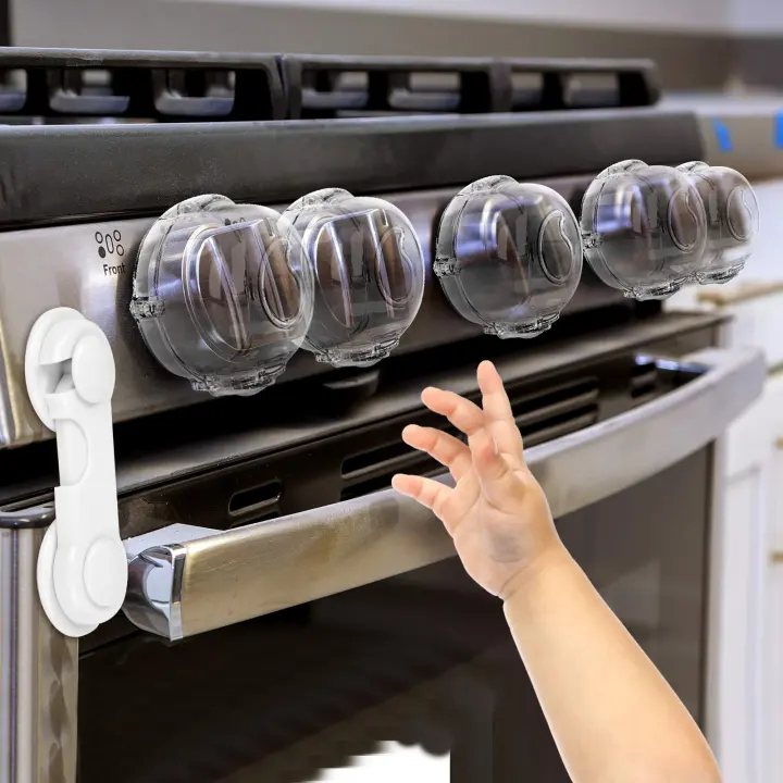 Clear Heat-Resistant Stove Knob Safety Covers — 5 + 1 Set
