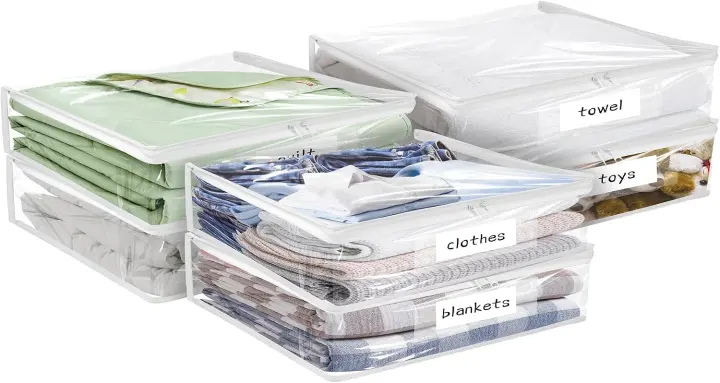 Clear Vinyl Zippered Organizers — Pack of 6 Reusable PVC Bags