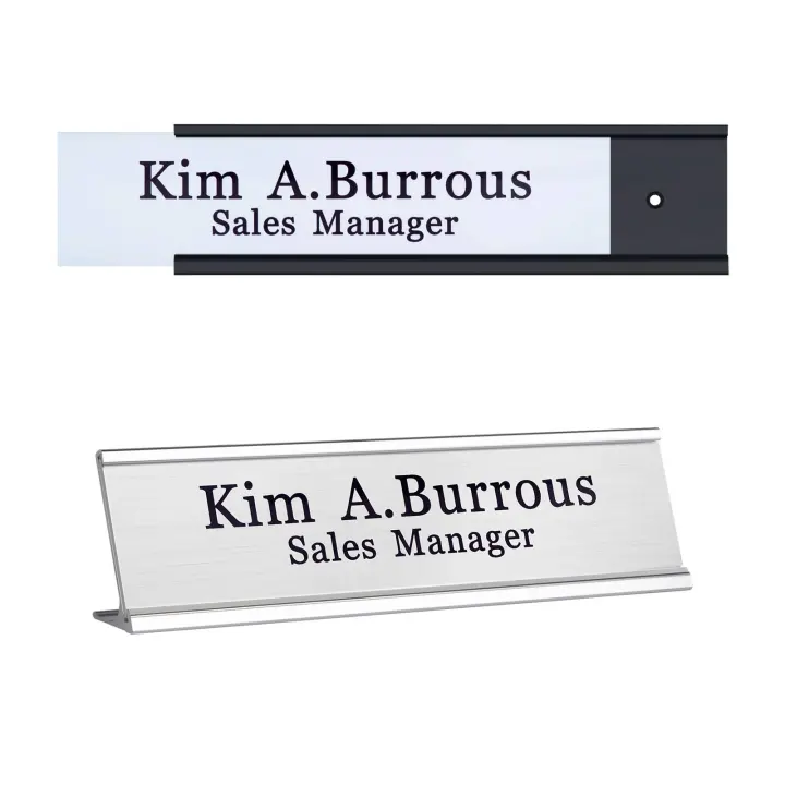 Custom Aluminum Desk and Wall Name Plate — 2 x 8 in