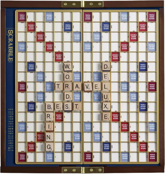 Deluxe Travel Scrabble — Folding Wooden Magnetic Board Game Set