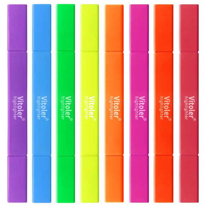 Dual-Tip Pastel Highlighters — 8-Pack Assorted Colors