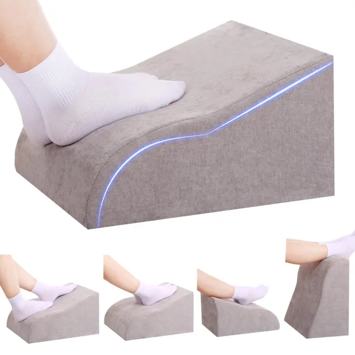 Ergonomic Under-Desk Footrest Pillow with Washable Cover — Light Gray