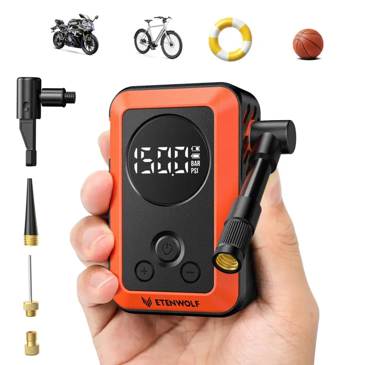 ETENWOLF S0 Mini Electric Bike Pump — 150 PSI Portable Inflator