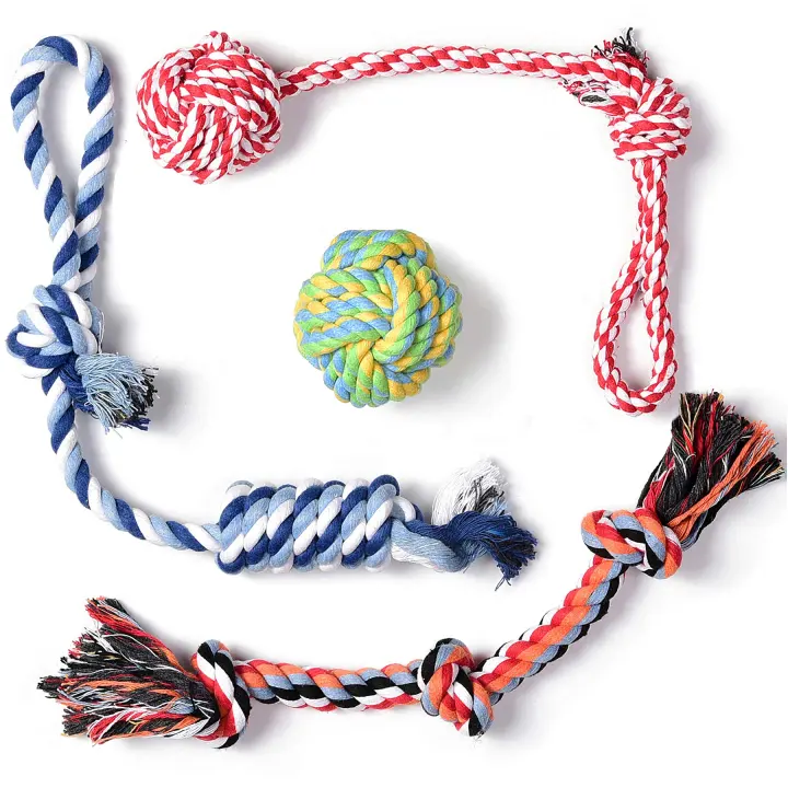 Fida Cotton Dog Rope Toys — 4-Pack Durable Puppy Chew & Tug Set