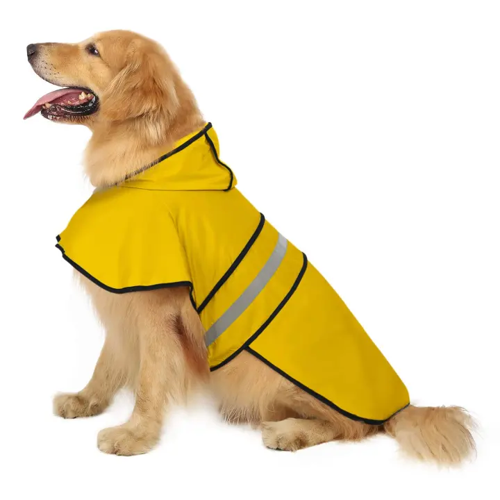Hooded Dog Raincoat — Water-Resistant Jacket with Reflective Strip