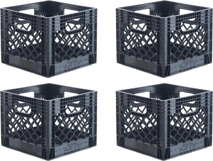Hudson Exchange Mesh Milk Crates — 13 x 13 x 11 in (16 qt) 4-Pack