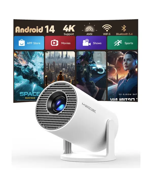 HY300Pro Smart Mini Projector — WiFi 6, Bluetooth & 4K Support