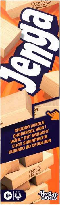 Jenga Wooden Block Stacking Game with Digital Die — Classic Party Game