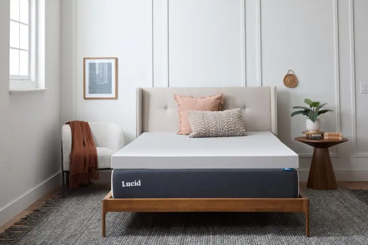 Lucid 3-inch Bamboo Charcoal Memory Foam Mattress Topper — Twin XL