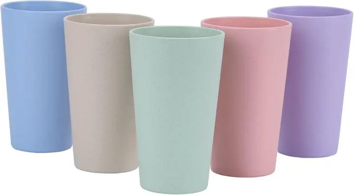 LuckyZone Wheat Straw 20 oz Unbreakable Cups — Set of 5
