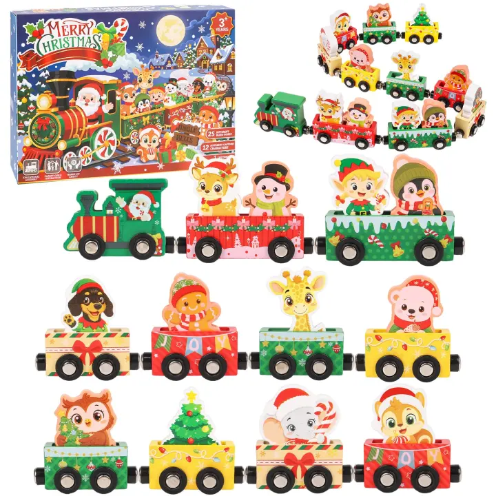 Magnetic Wooden Animal Christmas Train Advent Calendar 2026