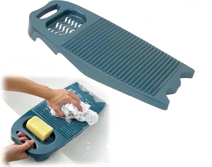 Non-Slip Plastic Laundry Washboard — Manual Hand-Wash Scrubbing Board (15.7x8.07x1.06in)