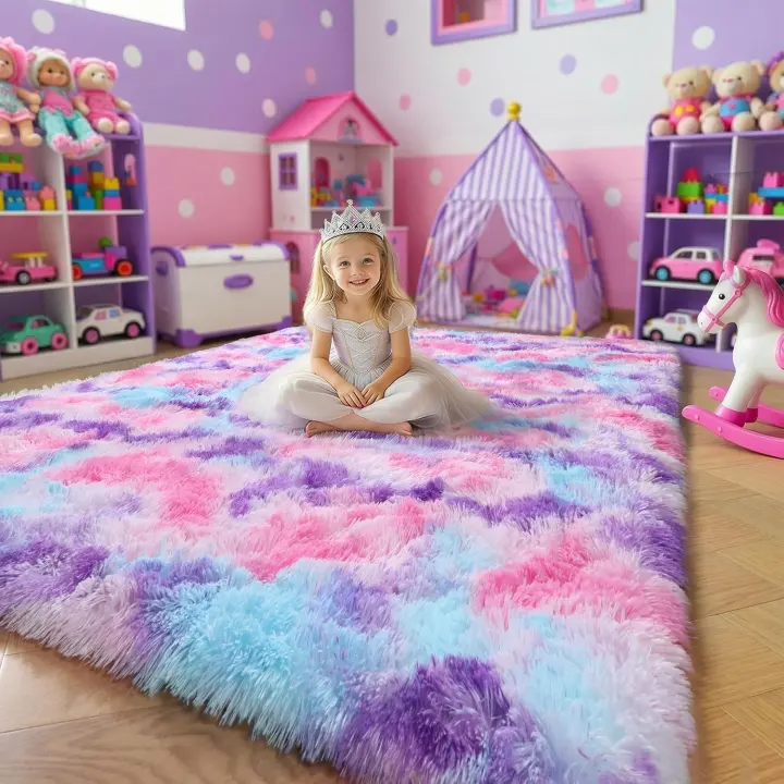 Pastel Shag Area Rug 4x6 — Fluffy Kids Bedroom & Nursery Rug