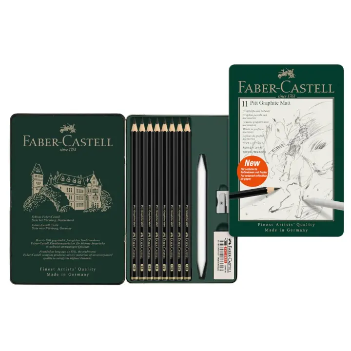 Pitt Graphite Matte Pencil Set — 8 Matte Graphite Pencils & Accessories