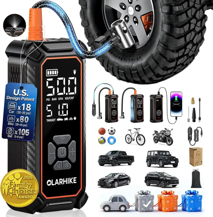Portable Tire Inflator Air Compressor — Cordless + 12V Dual Power