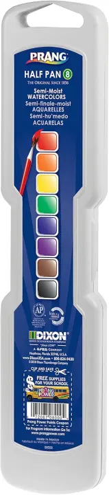 Prang Half-Pan Watercolor Set — 8 Semi-Moist Colors with Brush