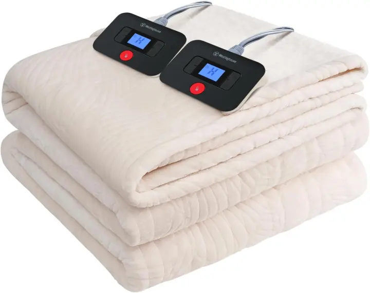 Queen Electric Blanket — Jacquard Flannel & Sherpa 84 x 90 (Beige)