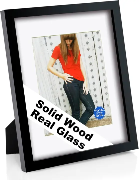RPJC 11x14 Solid Wood Picture Frame with Real Glass — Black