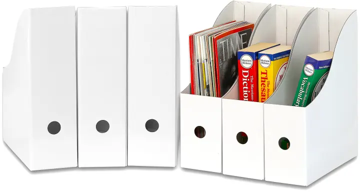 Simple Houseware 6-Pack Foldable Magazine File Holders — White