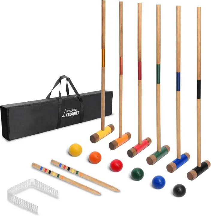 Six-Player 32" Rubberwood Croquet Set with Bag and Accessories